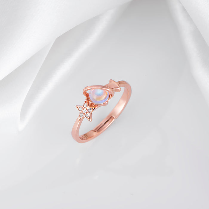 Galaxy Orb Rose Gold Plated 925 Sterling Silver Ring