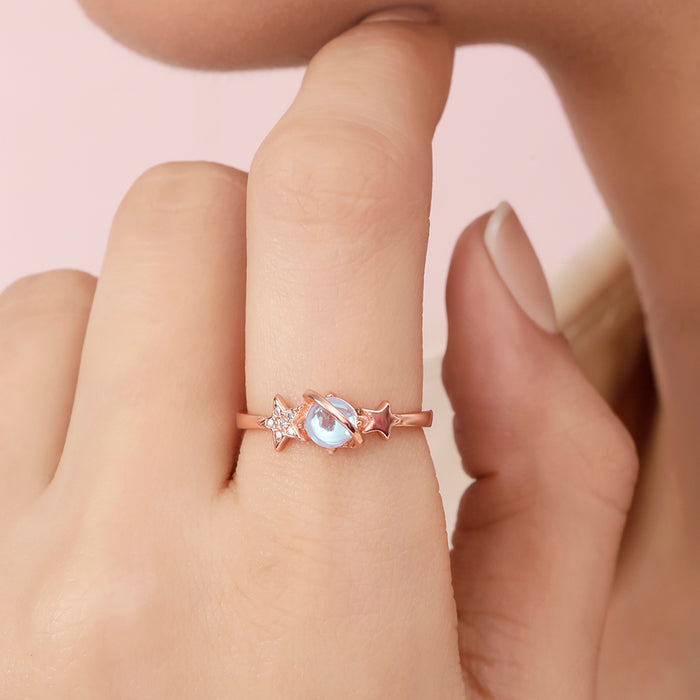 Galaxy Orb Rose Gold Plated 925 Sterling Silver Ring