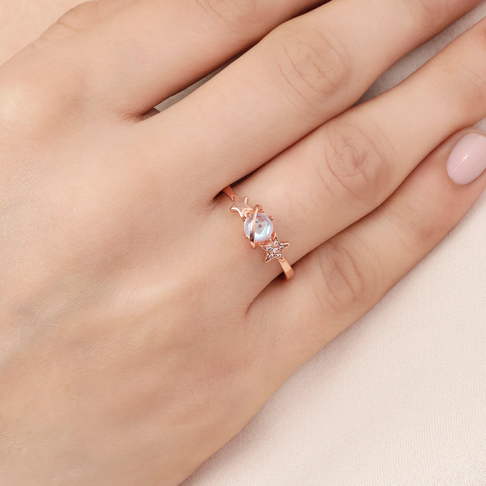 Galaxy Orb Rose Gold Plated 925 Sterling Silver Ring