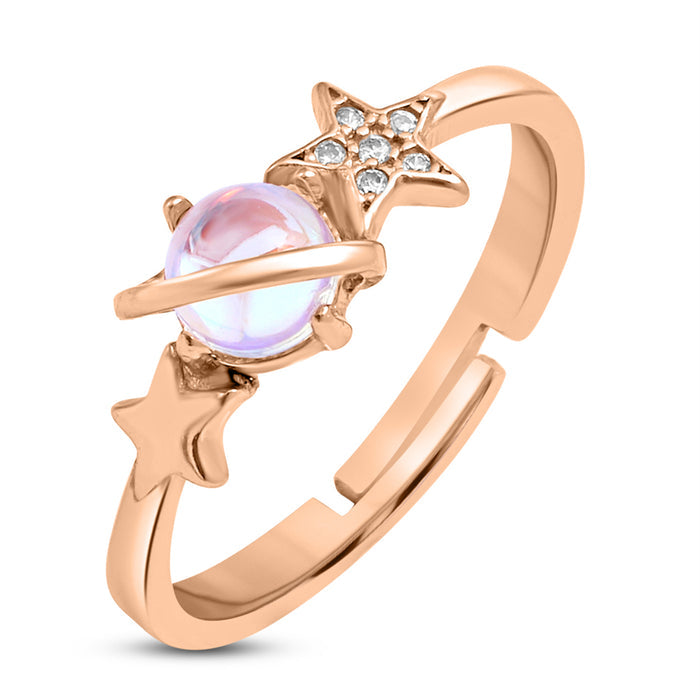 Galaxy Orb Rose Gold Plated 925 Sterling Silver Ring
