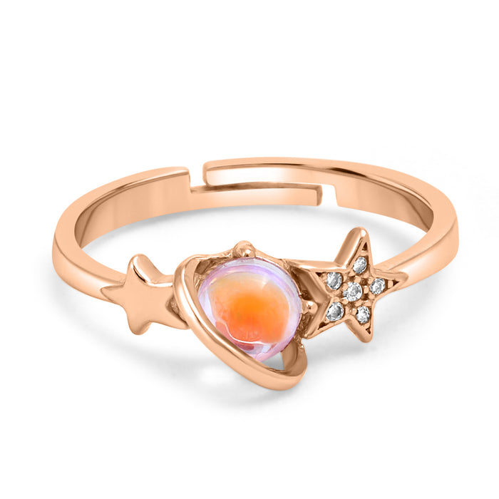 Galaxy Orb Rose Gold Plated 925 Sterling Silver Ring