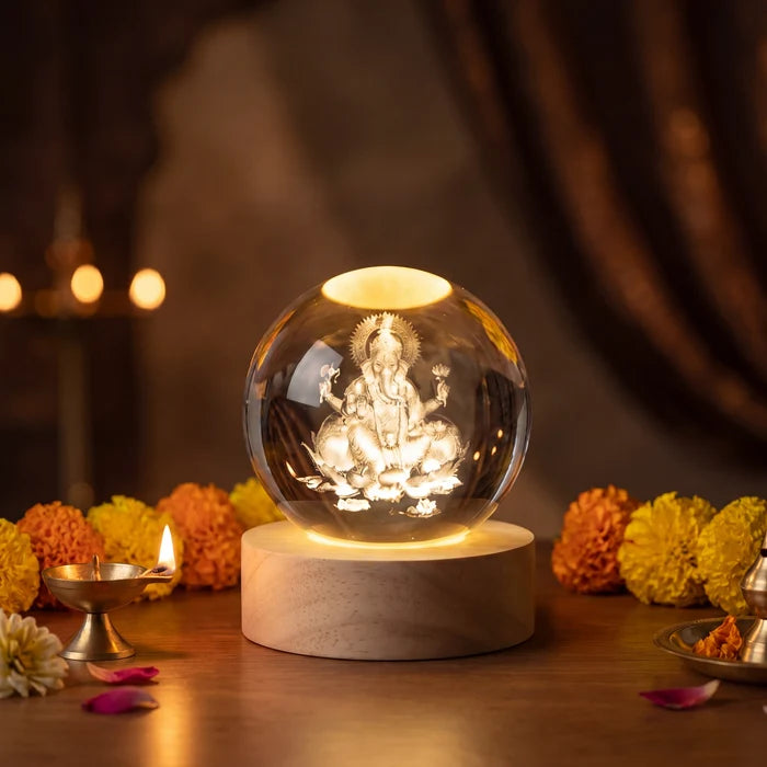 Ganesh Ji 3D Crystal Ball - view 2
