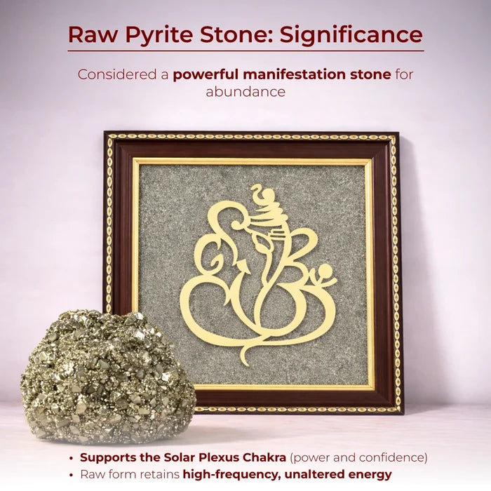 Ganesh Ji Raw Pyrite Frame for Prosperity and Good Fortune - view 3