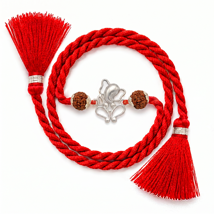 Ganesha 925 Silver Bhaiya Bhabhi Rakhi Couple Set