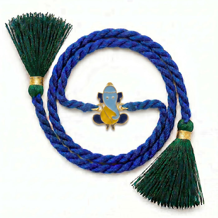 Ganesha Enamel Silver Kids Rakhi (Zavya Signature)