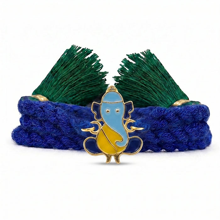Ganesha Enamel Silver Kids Rakhi (Zavya Signature)