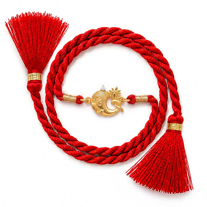 Ganesha Gold Plated Silver Rakhi for Bhai