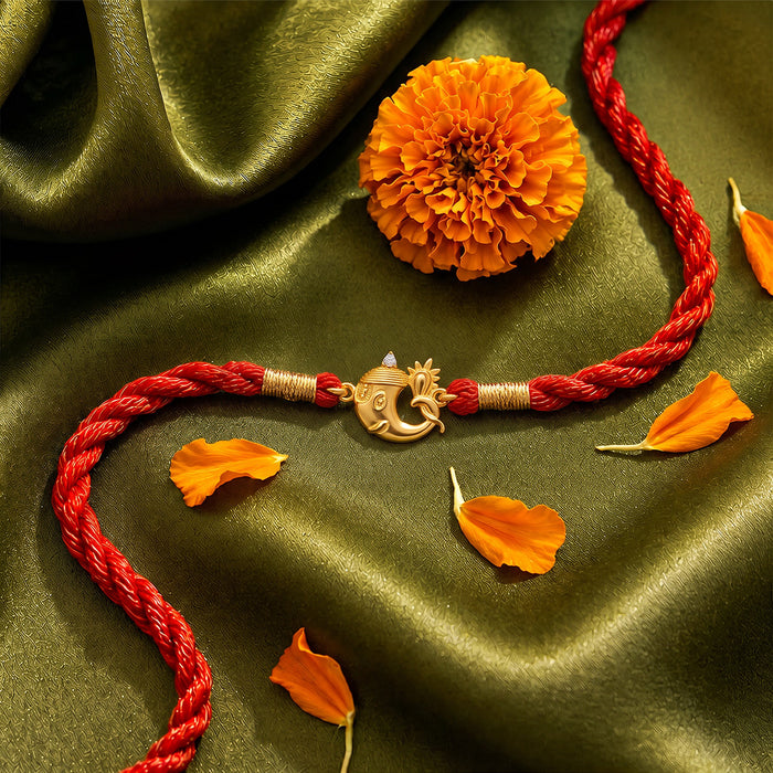 Ganesha Gold Plated Silver Rakhi for Bhai