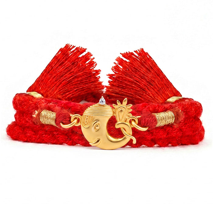 Ganesha Gold Plated Silver Rakhi for Bhai
