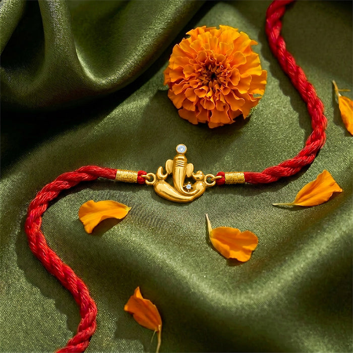 Ganesha Gold Plated Silver Rakhi (Zavya Signature)
