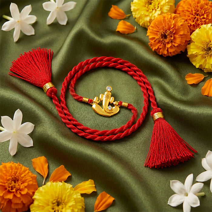 Ganesha Gold Plated Silver Rakhi (Zavya Signature)