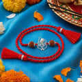 Ganesha Rhodium Plated Rudraksh Silver Rakhi (Zavya Signature)