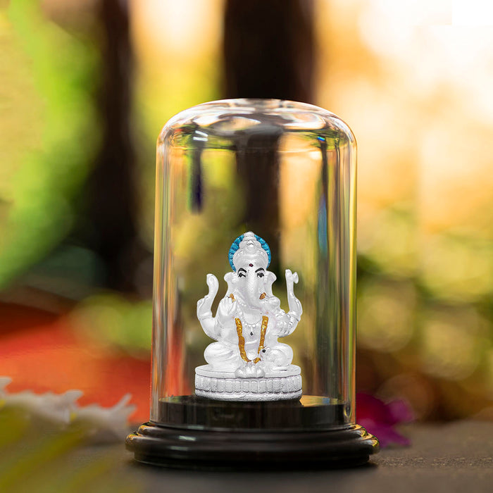 Ganesha's Grace Rhodium-Plated 999 Silver Idol