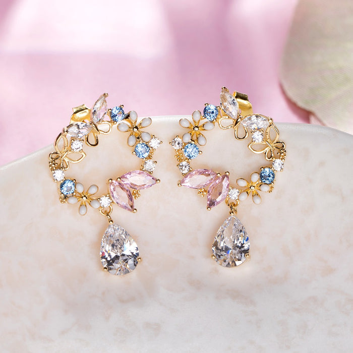 Garden of Love Gold Plated 925 Sterling Silver Drop earring