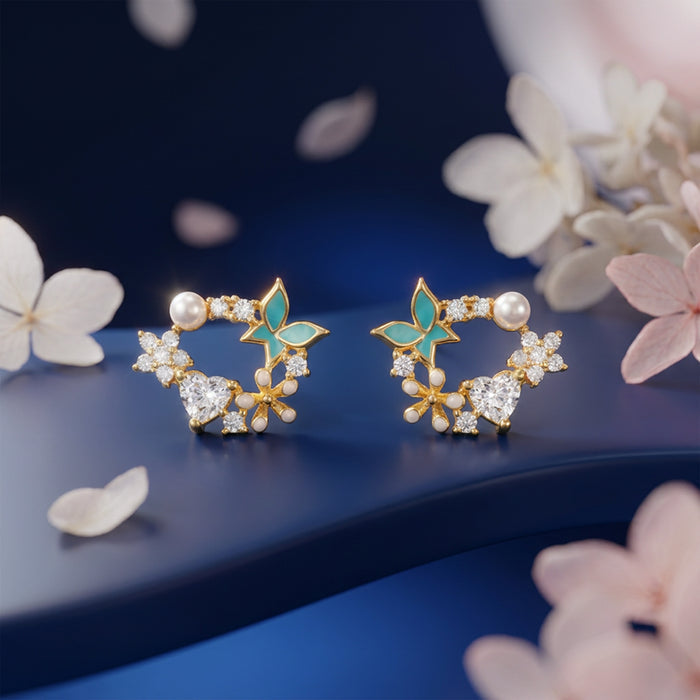 Garden Whispers Gold Plated 925 Silver Stud Earrings