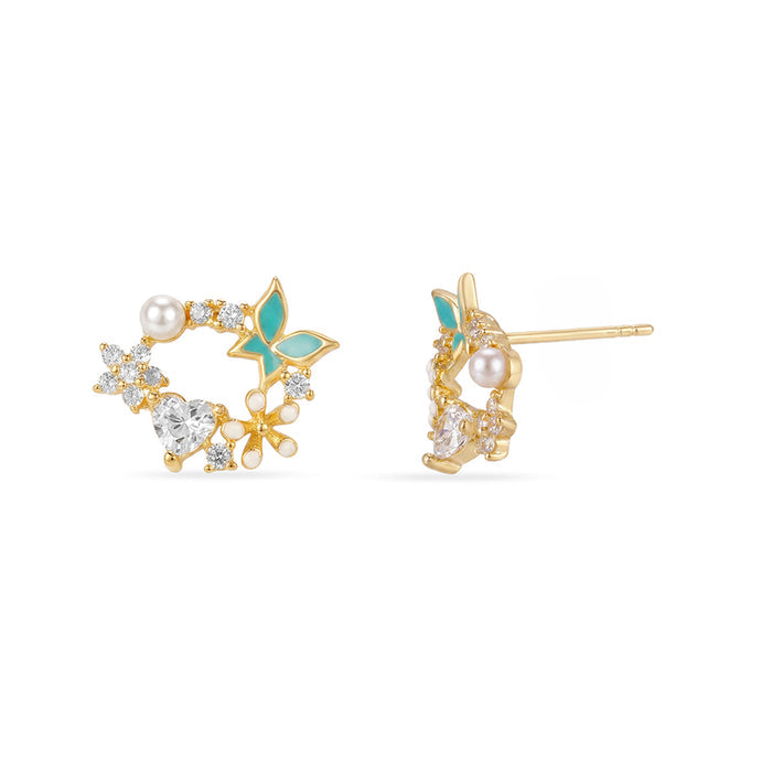 Garden Whispers Gold Plated 925 Silver Stud Earrings