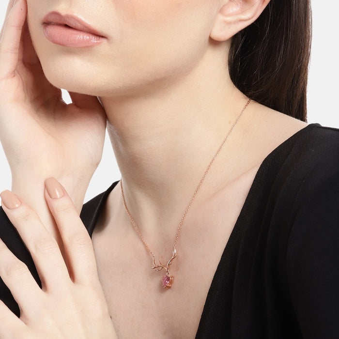Gentle Grace Rose Gold Plated 925 Silver Necklace (Zavya Signature)