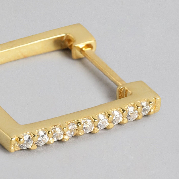 Geometric CZ studded Gold Plated Silver Earring