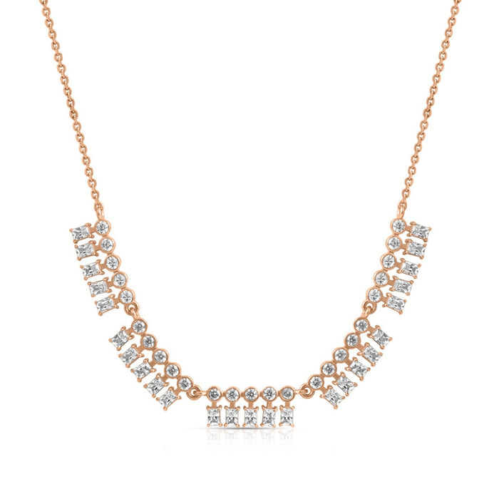 Geometric Drop Charm Rose Gold Plated 925 Sterling Silver Necklace