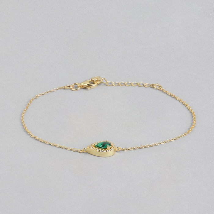 Gilded Emerald Gleam 925 Sterling Silver Gold-Plated Bracelet