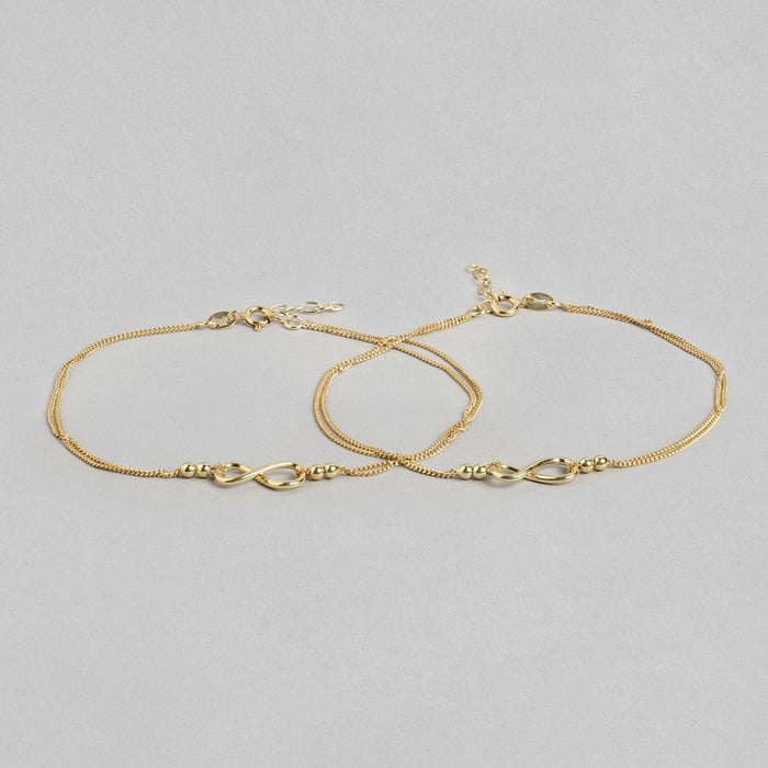Gilded Infinity Duo Gold Plated  925 Silver Chain Anklet (Adjustable)