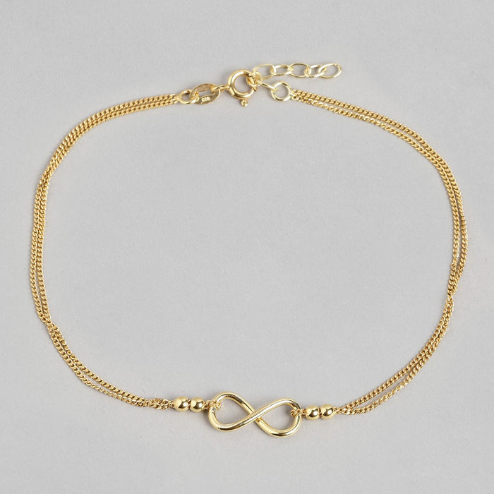Gilded Infinity Duo Gold Plated  925 Silver Chain Anklet (Adjustable)