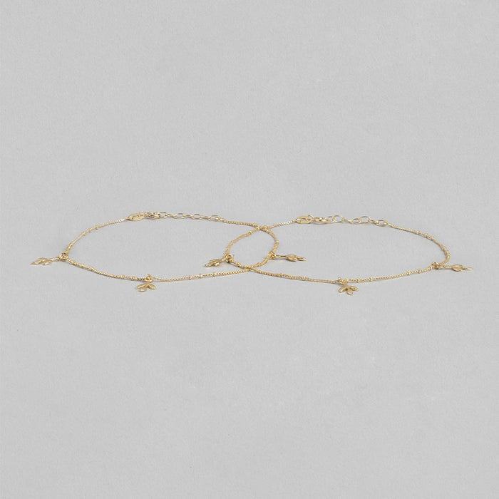 Gilded Leaves Elegance Gold-Plated 925 Sterling Silver Leaf Anklet