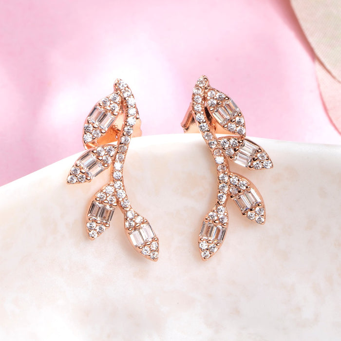Gilded Leaves Rose Gold Plated 925 Sterling Silver Earrings