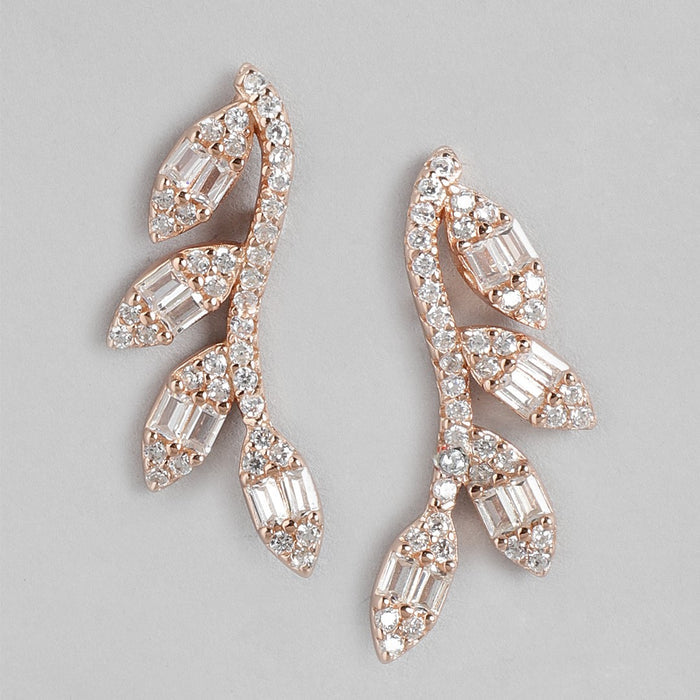 Gilded Leaves Rose Gold Plated 925 Sterling Silver Earrings