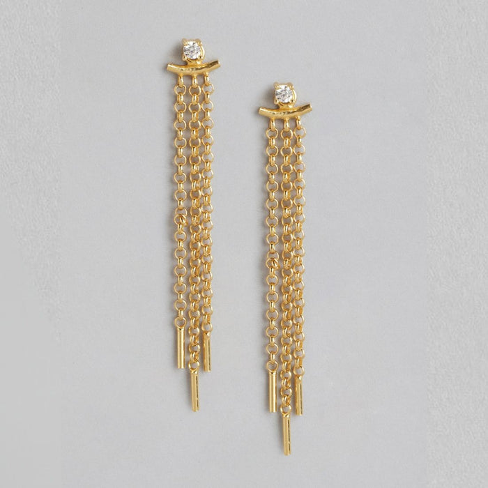 Gilded Links CZ Gold-Plated 925 Sterling Silver Earrings