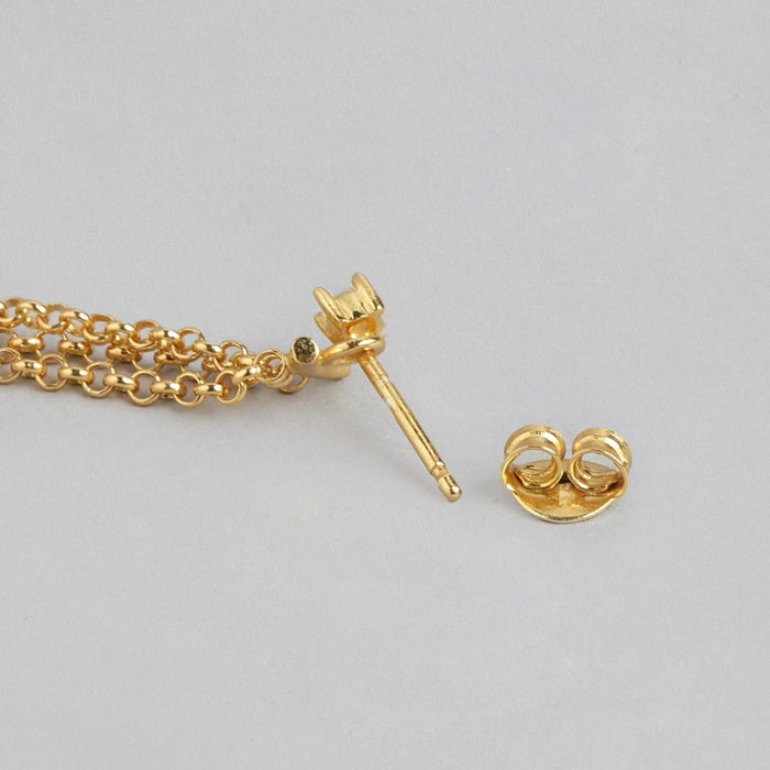 Gilded Links CZ Gold-Plated 925 Sterling Silver Earrings