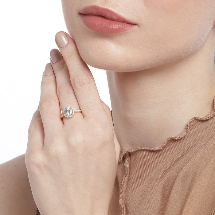Gilded Love 925 Sterling Silver Gold-Plated Couple Ring (Adjustable)