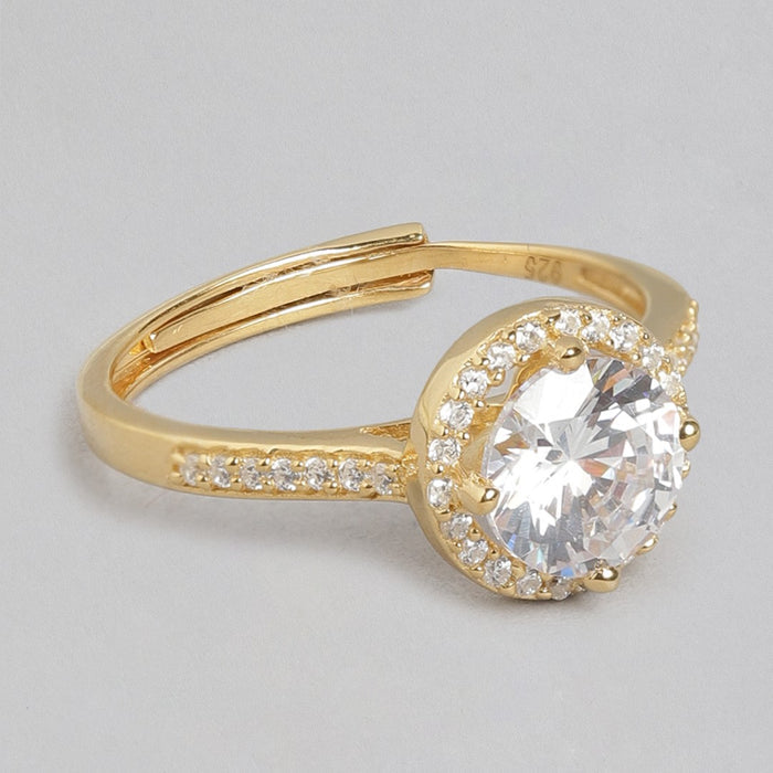 Gilded Love 925 Sterling Silver Gold-Plated Couple Ring (Adjustable)