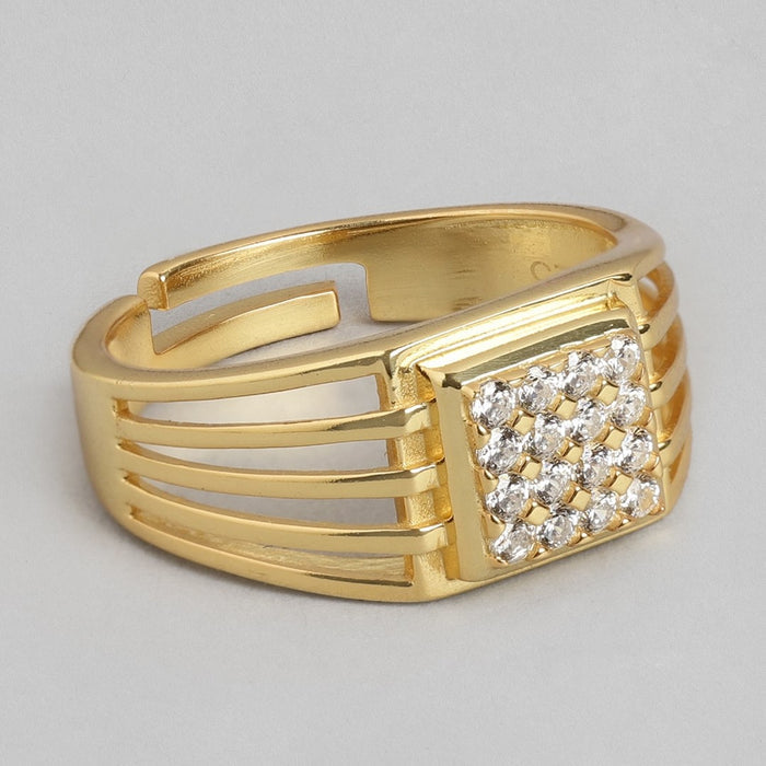 Gilded Love 925 Sterling Silver Gold-Plated Couple Ring (Adjustable)