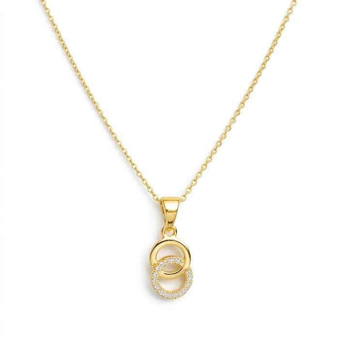 Gilded Orbit CZ Gold-Plated 925 Sterling Silver Pendant with Link Chain
