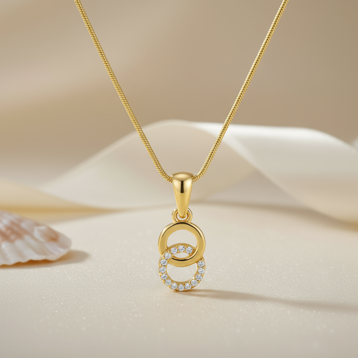 925 Sterling Silver Gilded Orbit CZ Gold-Plated 925 Sterling Silver Pendant with Snake Chain for Women – Zavya