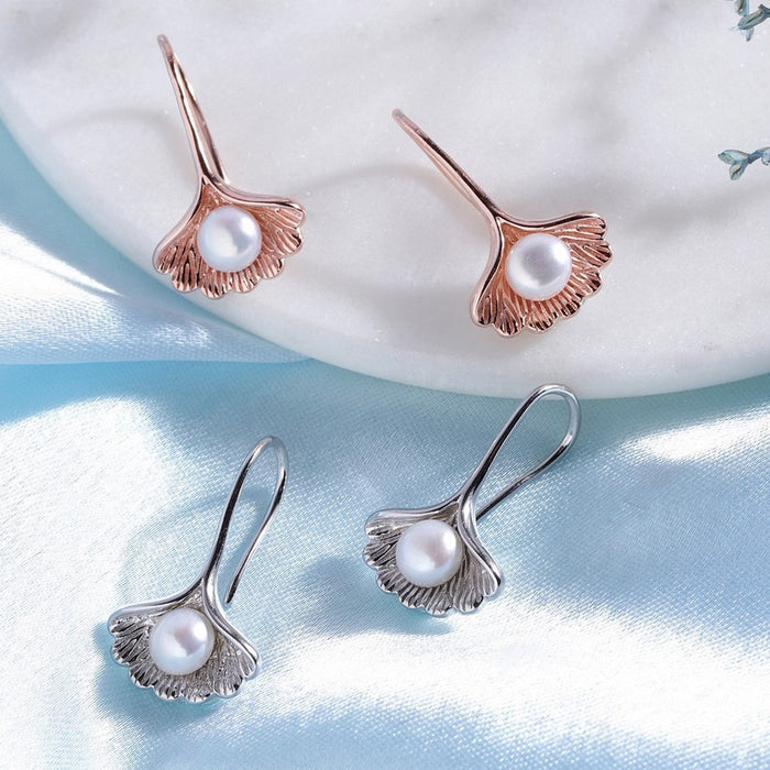 Glam Lady Shell And Pearl 925 Silver Earrings Combo