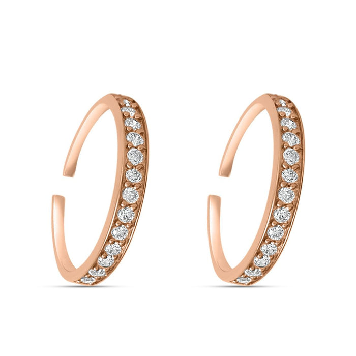 Pair of rose gold CZ studded 925 Sterling Silver open toe rings for women – Zavya