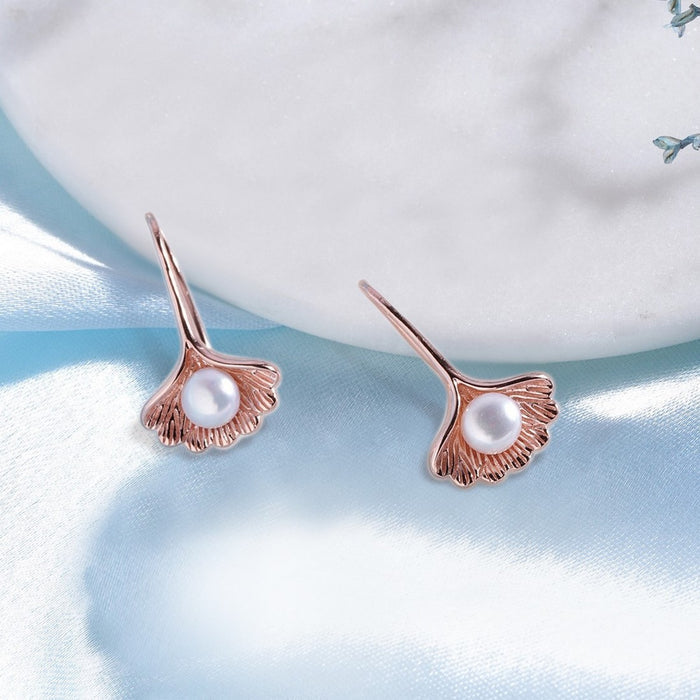 Glam Shell Rose Gold Plated 925 Sterling Silver Earring