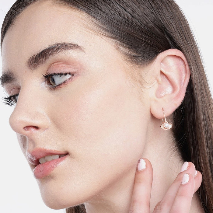 Glam Shell Rose Gold Plated 925 Sterling Silver Earring