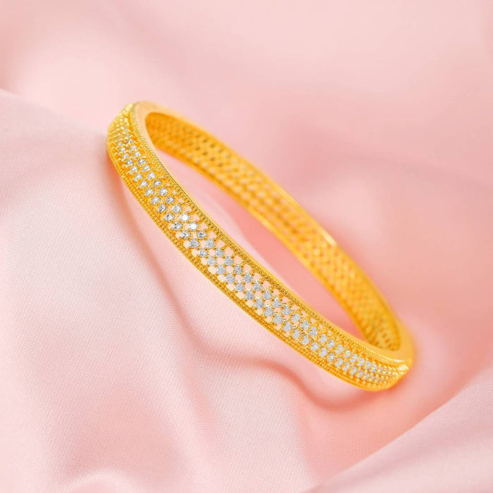 Glamorous Gold Plated CZ 925 Sterling Silver Bangle