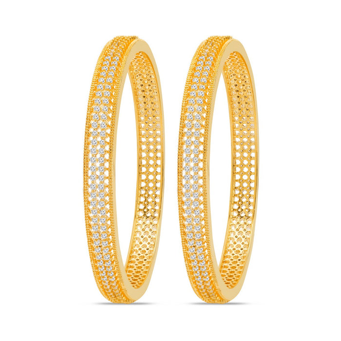 Glamorous Gold Plated CZ 925 Sterling Silver Bangle