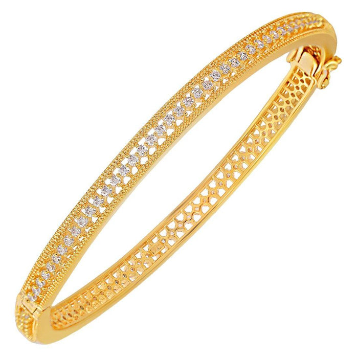 Glamorous Gold Plated CZ 925 Sterling Silver Bangle