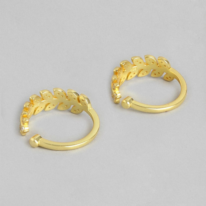 Glamorous Leaf 925 Sterling Silver Gold Plated Toe Ring