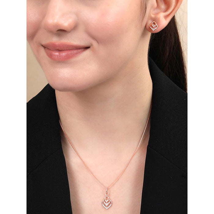 Glamour Drops Rose Gold Plated 925 Sterling Silver Jewelry Set
