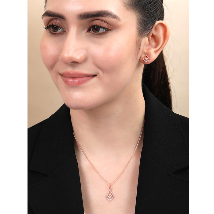 Glamour Drops Rose Gold Plated 925 Sterling Silver Jewelry Set