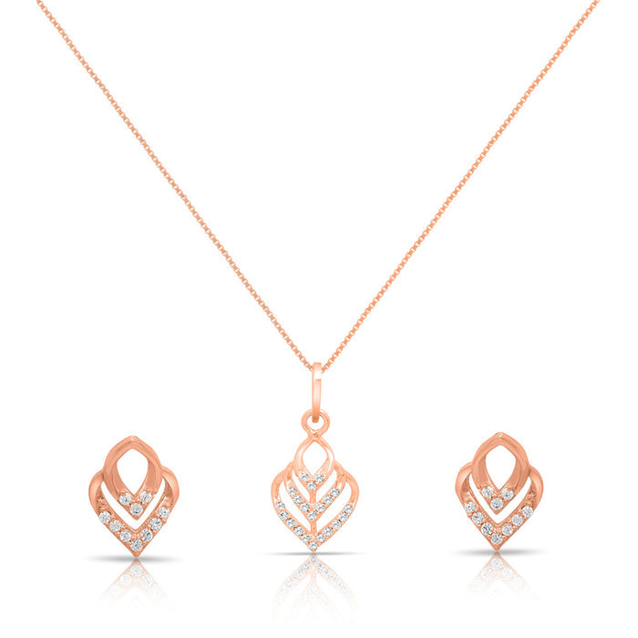 Glamour Drops Rose Gold Plated 925 Sterling Silver Jewelry Set