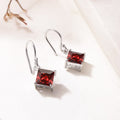 Glamour Rhodium-Plated Red CZ 925 Sterling Silver Drop Earrings