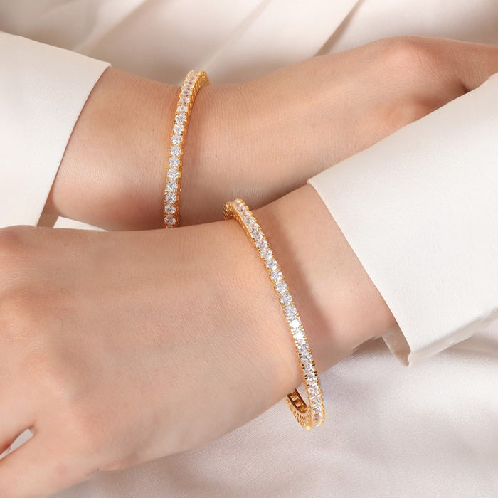 Gleaming Beauty Gold-Plated Bangle with White Cubic Zirconia
