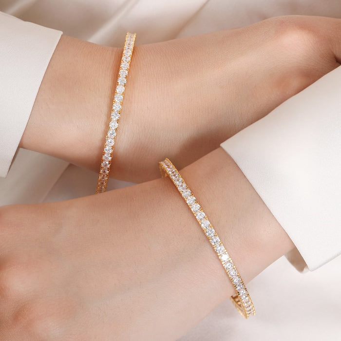 Gleaming Beauty Gold-Plated Bangle with White Cubic Zirconia